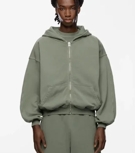 Washed Khaki Washed Blank Zip Hoodie