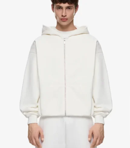 Heavy Blank Zip Hoodie Cream